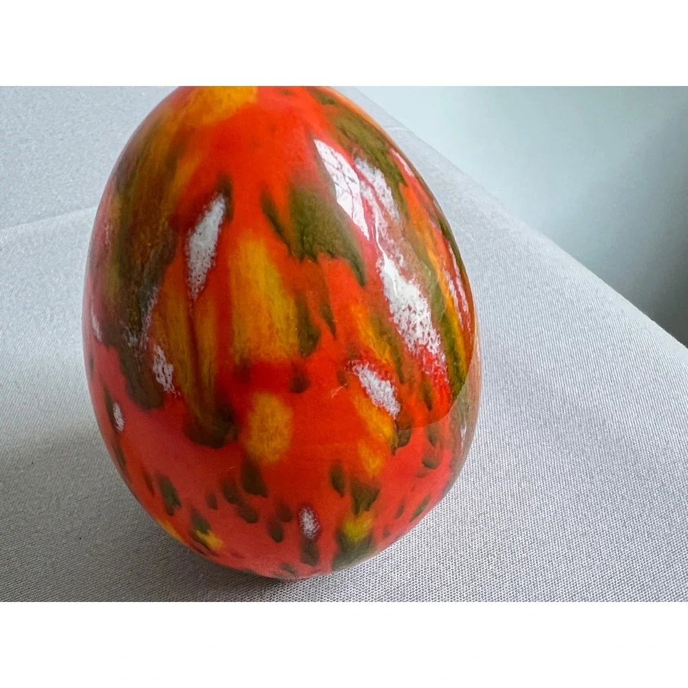 Vintage Ceramic Eggs Lot of 3 Speckled Splatter Glaze Embossed Hollow 2.5